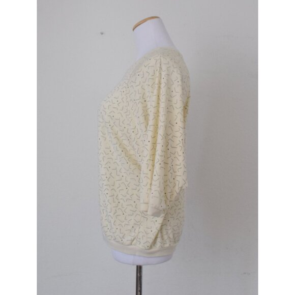 Vintage 80s Batwing Sleeves Abstract Shirt by Currants by Jeri-Jo size M - Picture 2 of 10